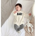 thumbnail image 3 of Salute Unisex Baby Girl Boy Long Sleeve Fleece Bodysuit Romper Fluffy Onesie Snowsuit Casual Clothing Outfit Winter White 18-24 Months, 3 of 5