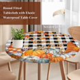 thumbnail image 4 of Orange Pumpkin Gnomes Fall Round Tablecloth, Fitted Table Cover with Elastic for 45"-54" Round Tables, Thanksgiving Leaf Black White Plaid Branches Table Cloth Dinning Party Waterproof Tablecloths, 4 of 7