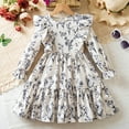thumbnail image 2 of Fgnfyis Girls Long Sleeve Dress with Flutter Sleeves and Floral Print for Stylish Toddlers and Kids Party Gown Everyday Wear White 4-5 Years, 2 of 9