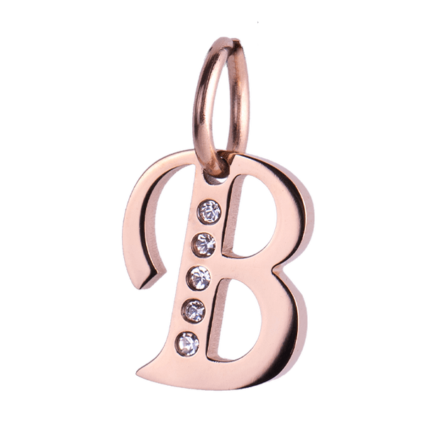 Charm para pulsera LuckyLy inicial letra A Acero inoxidable con baño de oro rosa 18k