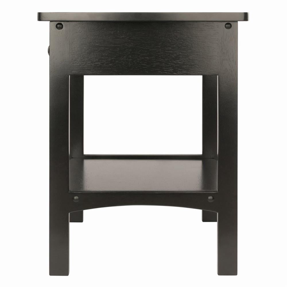 Winsome Claire Curved Nightstand, Accent Table, Black Finish