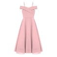 thumbnail image 4 of Kids Girls Chiffon Party Dress Off-the-Shoulder A-Line Floor Length Dresses Pink 14, 4 of 6