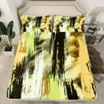thumbnail image 2 of Manfei Yellow Green Geometric Bed Sheets, Modern Abstract Graffiti King Sheets, Vintage Artwork Sheet Set, Luxury Bedroom Decor, 4 Pieces, 2 of 7