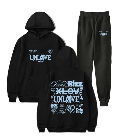 XLOV Merch UXLXVE Album Tracklist Print Hoodie Jogger Set - Unisex 2-Piece Casual Pullover Sweatshirt Pants for EVOL Fan support