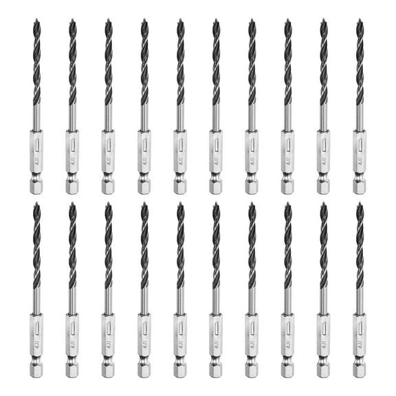 Uxcell 20pcs Brad Point Drill Bits Set 5/32" Wood Drill Bit with 1/4" Hex Shank