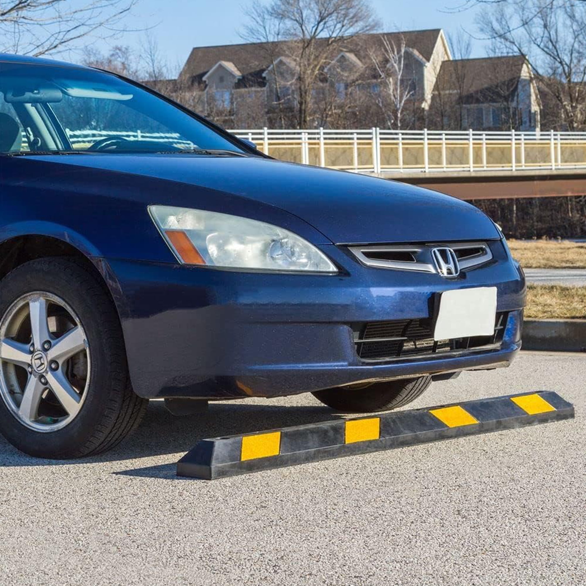 Guardian Parking Stop, 6 Foot Long Rubber Curb with Mounting Holes, Black/Yellow