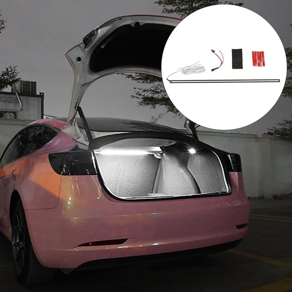 Barra de , accesorios decorativos para Interior de coche, fácil de instalar, barra de luz duradera para maletero de coche para Tesla 2019-2022 Modelo 3 Blanco shamjiam Luz del maletero del coche