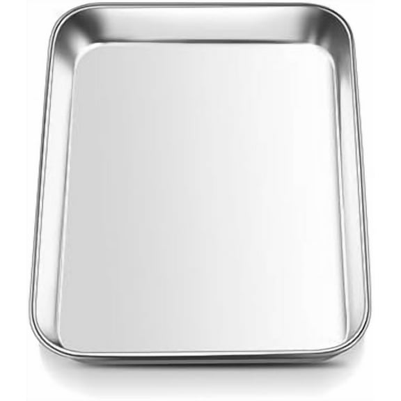 Mini Toaster Oven Tray, 9.4”x7.3” Stainless Steel Baking Cookie Sheet, Small Non-toxic Metal Baking Pan for Cake, Rust Free & Warp Free, Mirror Finish & Dishwasher Safe, 1 Pack