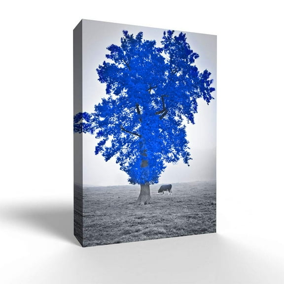 Wall26-Canvas Wall Art-Blue and Black Abstract Colorful Tree-Giclee Painting Wall Bedroom Living House Decoration Home Art - 16x24 inches