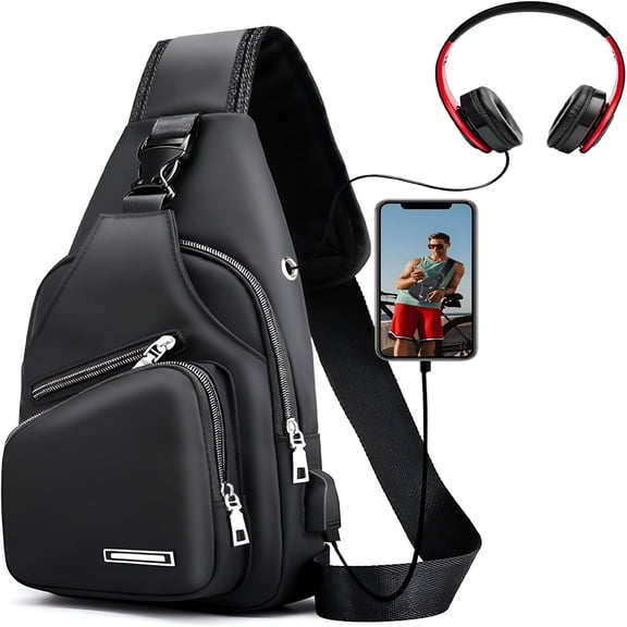 GASTROPOD 2026 New Leather Crossbody Bag Sling Bag Man Purse Waterproof Sling Backpack Daypack Cross Body Chest Bag for Men for Outdoor Activities, Hiking, Travel, Daily Commute, Casual Outings