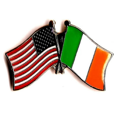 Irish Lapel Pin PACK of 3 Ireland & US Crossed Double Flag Lapel Pins, Irish & American Friendship Pin Badge ()