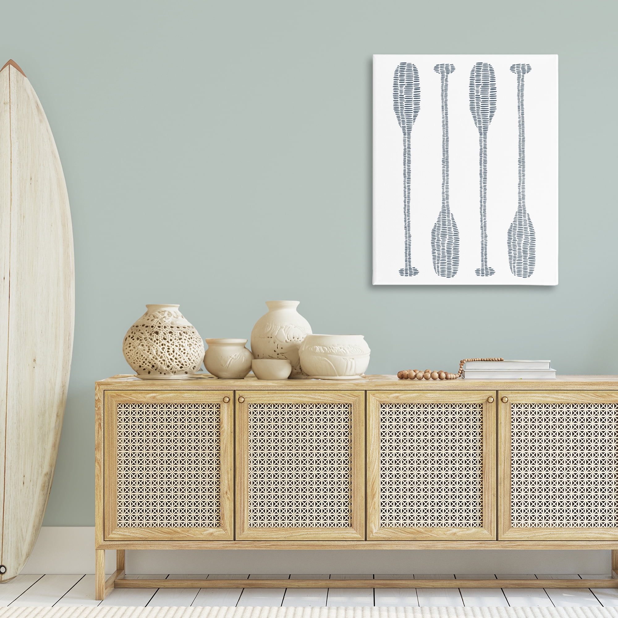 Stupell Industries Minimal Boat Oars Coastal Painting Gallery Wrapped Canvas Art Print Wall Art, 30 x 40