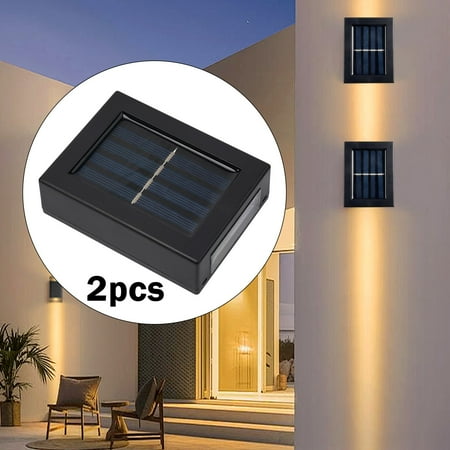 

LED Solar Powered Garden Fence Lights Wall Light Patio Outdoor Security Lamps