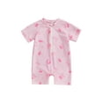 thumbnail image 1 of Argulvti Toddler Girl Rash Guard Swimsuit Cherry/Bow Print Zipper Short Sleeve Zip Up Bathing Suit, 1 of 7