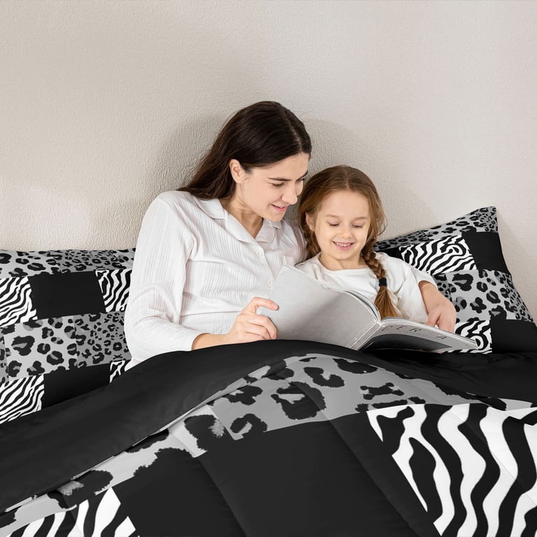 Homewish Leopard Zebra Print Bedding Comforter Set 2pcs for Boys