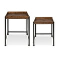 thumbnail image 3 of Kate and Laurel - Marsh 2-Piece Rustic-Modern Side Accent End Tables with Pieced Quilted Star Pattern Designed Wooden Tray Top and Distressed Black Metal Base, 3 of 5