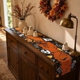 thumbnail image 5 of Voglyf Spooky Ghost Pumpkin Halloween Table Runner, 13脳72 Inch Farmhouse Linen Table Decor With Bat Spider Web Haunted Castle Pattern For Halloween Party Dining Table Centerpiece(#C), 5 of 8