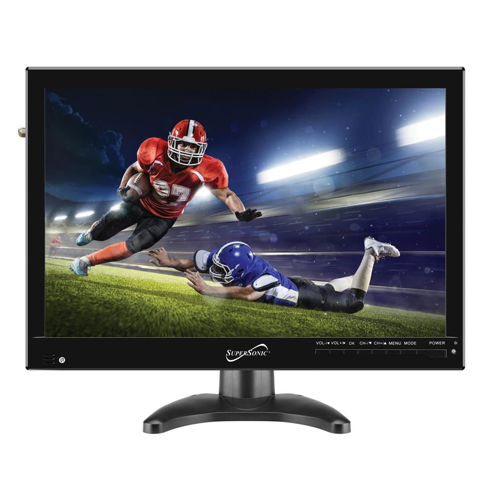 SuperSonic Portable Digital LED TV 14", USB, SD, HDMI Input Built-in Rechargeable Lithium Ion Battery,FM Radio with Stan