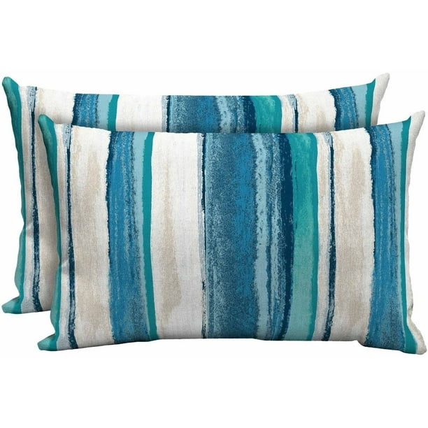 Mainstays Outdoor Patio Lumbar Toss Pillow, Set of 2, Multiple Patterns
