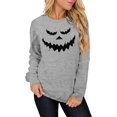 thumbnail image 1 of Chandails en Molleton Visage de Citrouille Halloween Femmes Mignon Pull Graphique Citrouille Décontracté Manches Longues Automne, 1 of 4