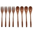 thumbnail image 1 of Juego de 8 tenedores y cucharas de madera japonesas de 9 pulgadas para cocina, 1 of 8