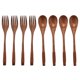 thumbnail image 1 of Juego de 8 tenedores y cucharas de madera japonesa de 9 pulgadas, vajilla de cocina, cubiertos de madera natural, cena, 1 of 4