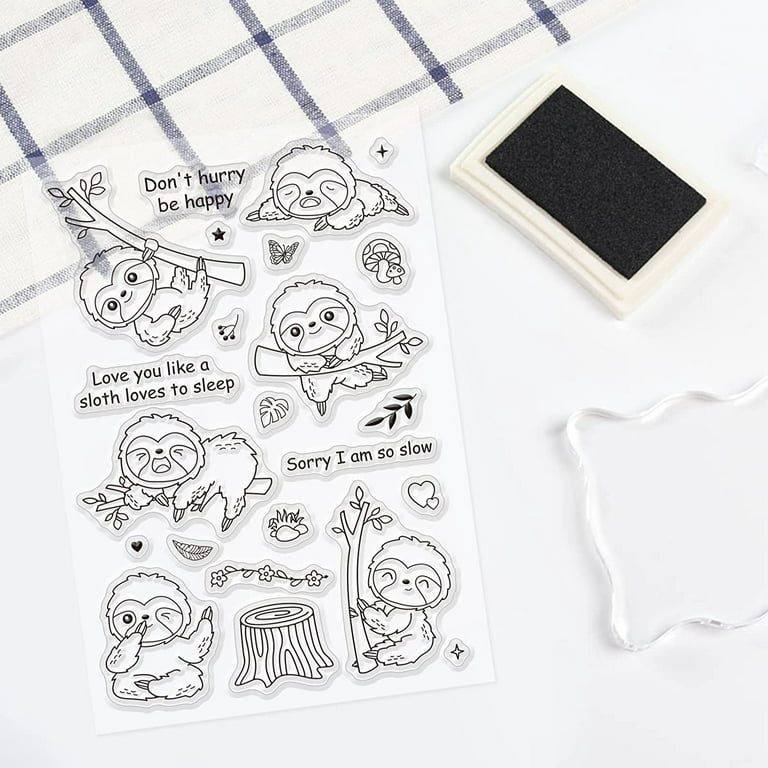 Cute Sloth Clear Stamps Don't Hurry Be Happy Transparent Silicone Stamp Seal for Card Making Photo Journal Decoration DIY Scrapbooking