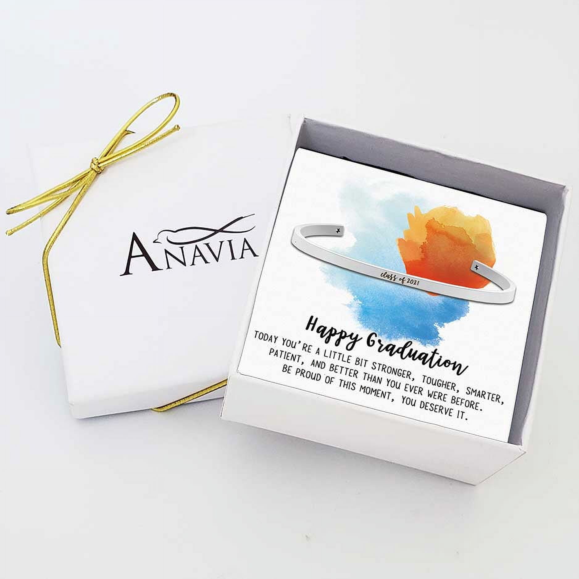 Anavia Happy Graduation Gift for Best Friend - Class of 2021 College Graduation Gift for Friend - Stainless Steel Bangle Gift