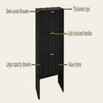 thumbnail image 3 of Resenkos 78CM Long Wooden Cabinet, 3 Drawers with Wavy Pattern, Modern Bedside Cupboard & Dressing Table for Bedroom - Black, 3 of 16