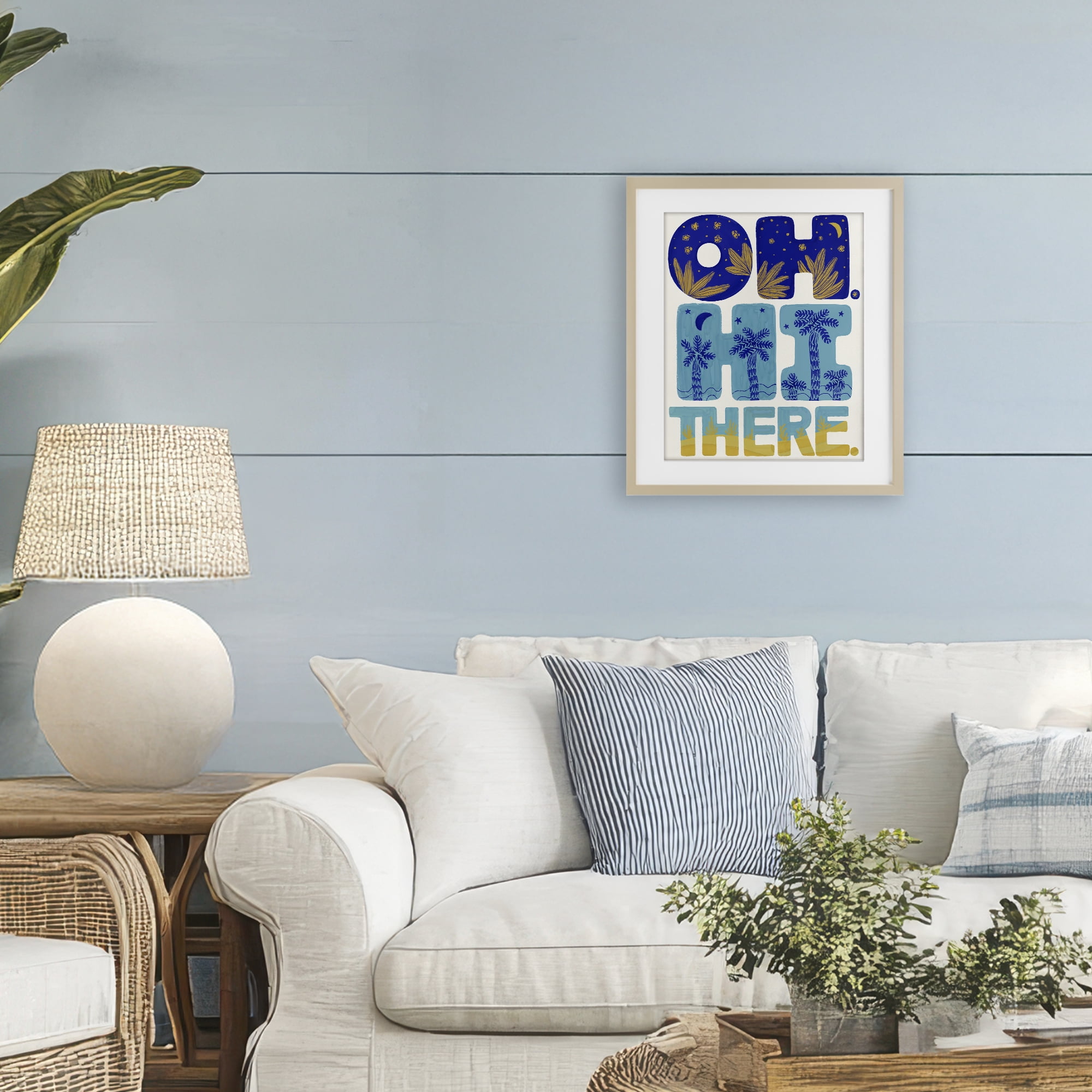 Stupell Industries Oh Hi There Tropical Birch Framed Print Under Glass, design by Connie Summers