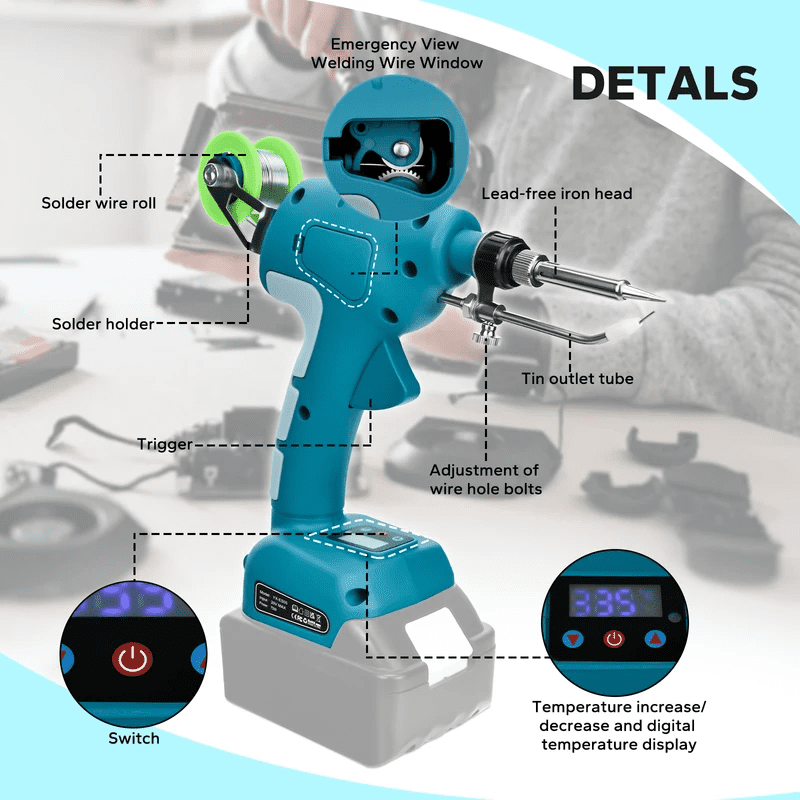 75W Cordless Soldering Iron Kit for Ma*kita 18V Battery Fast Welding Tool LCD Digital Display Electric Solder Gun (No Battery)