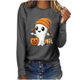 thumbnail image 5 of Drses‌‌ ‌‌‌Women's Spooky Crewneck T-Shirt - Cute Ghost Printed Top Halloween Gift Idea Crewneck Long Sleeve Casual Pullover‌ Shirt‌, 5 of 7
