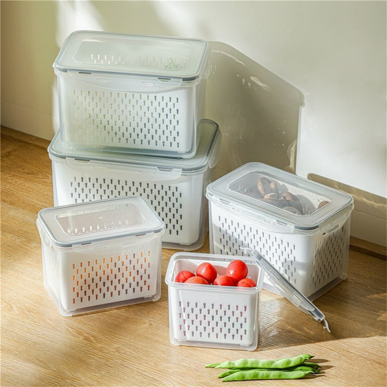 Frogued Fridge Storage Box Large Capacity Solid Construction Plastic All-Purpose Easy Snap Lock Airtight Food Container for Home (S), Size: 2XL