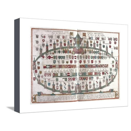 Coat Of Arms Art - Hainaut's Nobility Coat of Arms, from Civitates Orbis Terrarum Stretched Canvas Print Wall Art