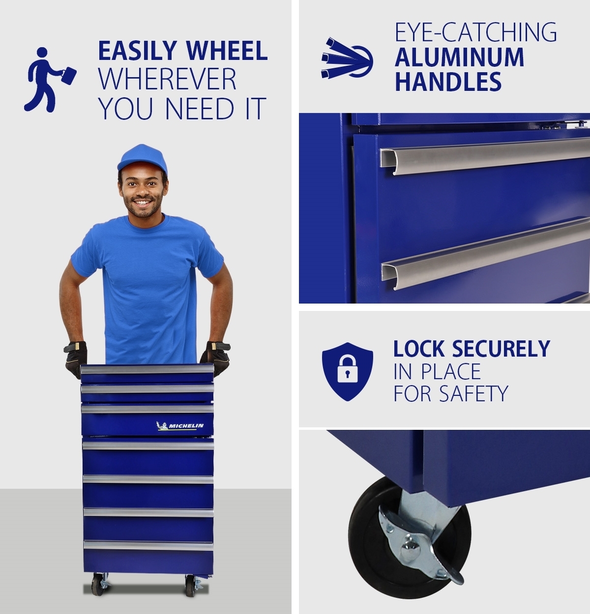 Michelin Tool Chest Compact Fridge, 1.8 Cu ft. (50L), Blue, with