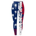 thumbnail image 3 of MKLEKYY Pantalones deportivos para mujer, leggings de yoga de cintura alta con estampado del Día de la Independencia para mujer, pantalones de entrenamiento para yoga y fitness 1338, 3 of 3