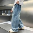 thumbnail image 5 of CONZONE Boys Baggy Jeans Wide Leg Casual Jeans for Child Y2K Elastic Waist Fall Streetwear Denim Pants with Pockets, 5 of 8