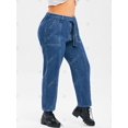 thumbnail image 2 of Tamaño más ceñido de pespunte pierna ancha pantalones vaqueros Rosegal Vaqueros de talla grande, 2 of 5