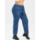 thumbnail image 2 of Tamaño más ceñido de pespunte pierna ancha pantalones vaqueros Rosegal Vaqueros de talla grande, 2 of 5