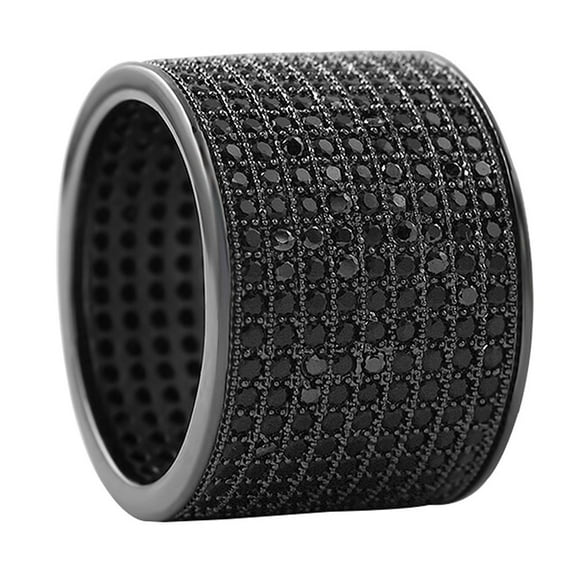 9 Row 360 Eternity Black Bling Bling Ring