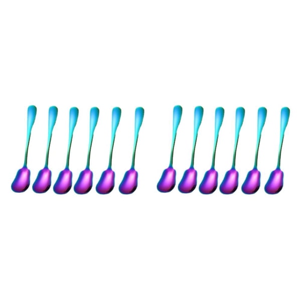 Injueey Cucharadita de acero inoxidable, 6 uds., tenedor, forma de concha, juego de cubiertos, vajilla, cuchara portátil, café, postres, Type3 NO3