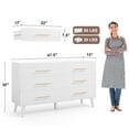 thumbnail image 6 of 4 Piece Bedroom Furniture Dressers Sets - Queen Bed Frame with LED Lights & Charging Station + Nightstands with Gold Handles + 5-Drawer and 6-Drawer Dresser with Anti-Tip Safety - Beige & White, 6 of 9