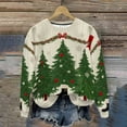 thumbnail image 2 of Lorytime Oversized Vintage Sweatshirt for Women Christmas Tree Fleece Shirt Crew Neck Long Sleeve Pullover Tops, 2 of 9