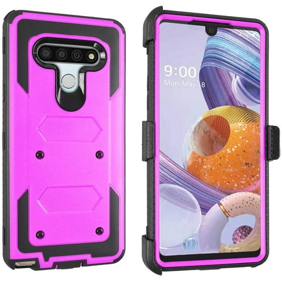 Mignova for LG Stylo 6 Case, Kickstand Case Heavy Duty Shockproof Armor Dual Layer Full Body Protection Case Cover with Swivel Belt Clip Built-in Screen Protector for LG Stylo 6 6.8inch(Purple)