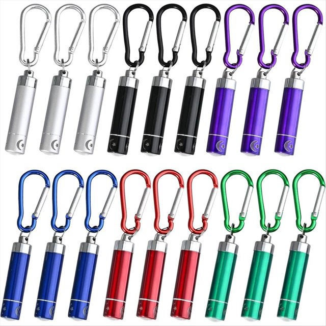 Mini Llaveros con Linterna para Niños, Paquete de 18 Unidades, de Aluminio de Colores, Ideal Como Regalo de Cumpleaños.