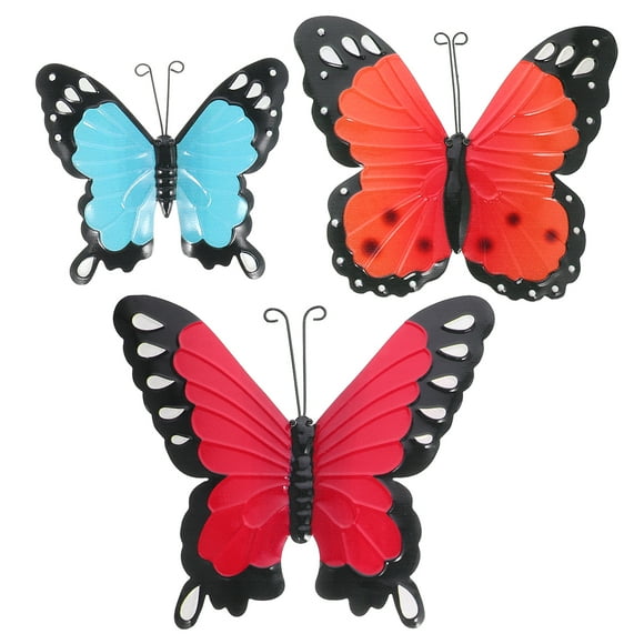 Weiweiguan 3pcs Metal Butterflies Wall Art Decor Colorful Home Garden Wall Decor Hangings