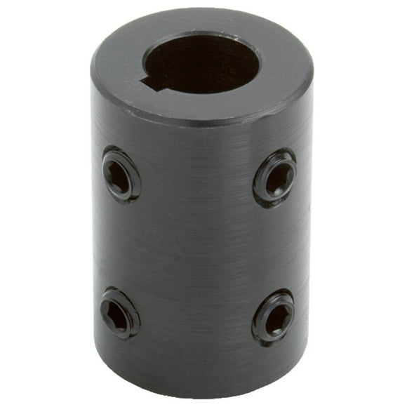Climax Metals RC-087-KW4H@90 Black Oxide Plated Mild Steel Rigid Coupling, 7/8" Bore, 1-3/4" Outside Diameter, 2" Length, 5/16"-18 x 5/16" Set Screw