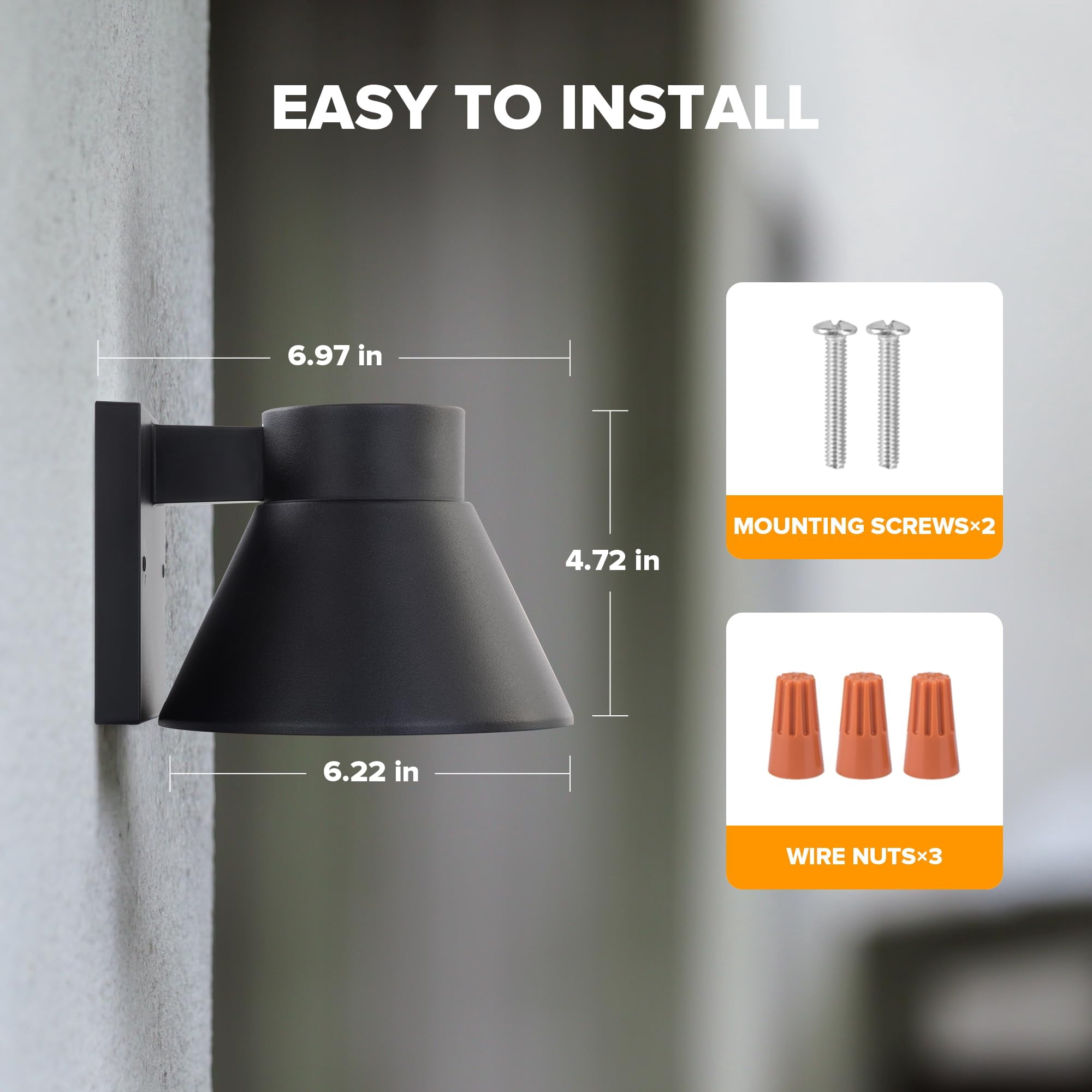 2 Pack Led Outdoor Wall Light Fixtures  Black Front Porch Lights Mount Lighting Exterior Waterproof Lantern Fixture Anti-rust Farmhouse Sconce For Patio Doorway Garage