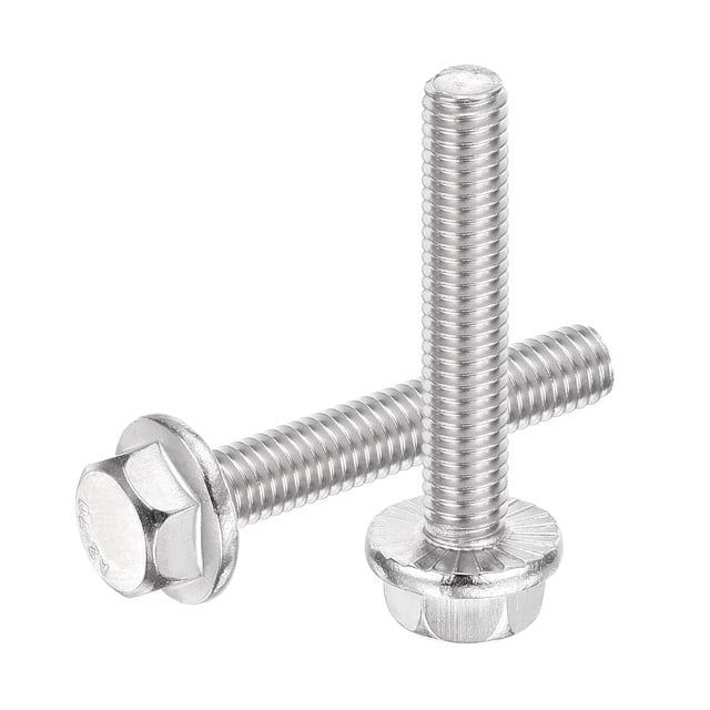 Uxcell Lot de 20 M6 x 35mm Boulons à Bride Dentelée en Acier Inoxydable 304