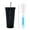 Black, variant on Studded Bling Diamond Tumbler, 17oz Bling Cup with Lid and Straw, Stainless Steel Glitter Water Bottle with Straw Brushes, Reusable Large Handmade Sparkly Tumbler for Women